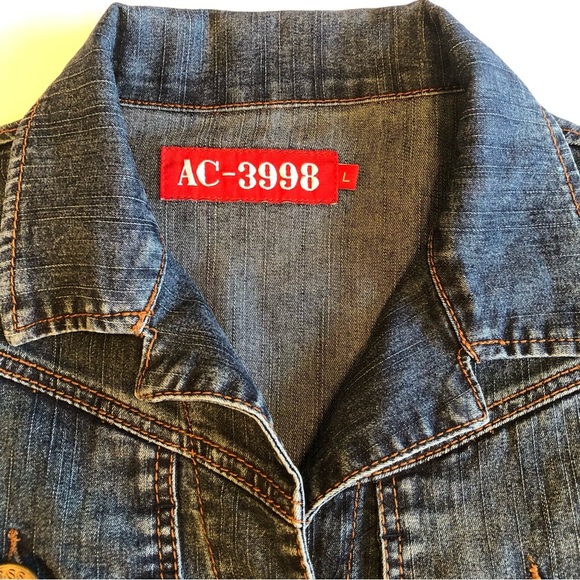 AC-3998 Classic Blue Denim Button Front Jacket Size L - Picture 9 of 11